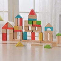 50 Holzbausteine natur und bunt