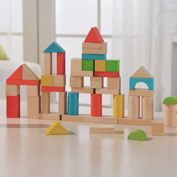 50 Holzbausteine natur und bunt