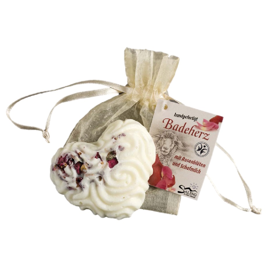 Badeherz "Rose" aus Schafsmilch - handgefertigt