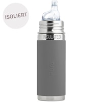 Isolierte Kleinkindflasche ab 6 Monate Trinklernaufsatz grau