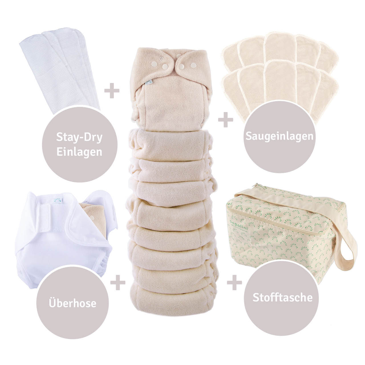 MaxiSnap Stoffwindel-Set natur, 12-24 Monate, reine Bio-Baumwolle