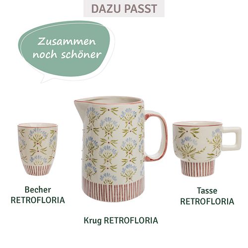 Becher RETROFLORIA Blumen blau 150 ml stapelbar