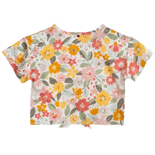 T-Shirt Knotendetail tropische Blüten