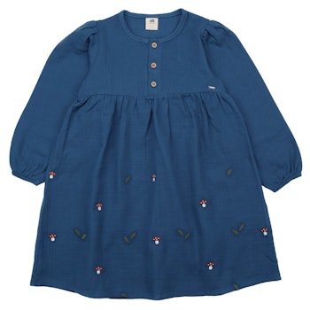 Musselin Langarmkleid Pilze dunkelblau