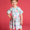 Vorschaubild Edles Mädchenkleid Aloha-Muster Rüschen