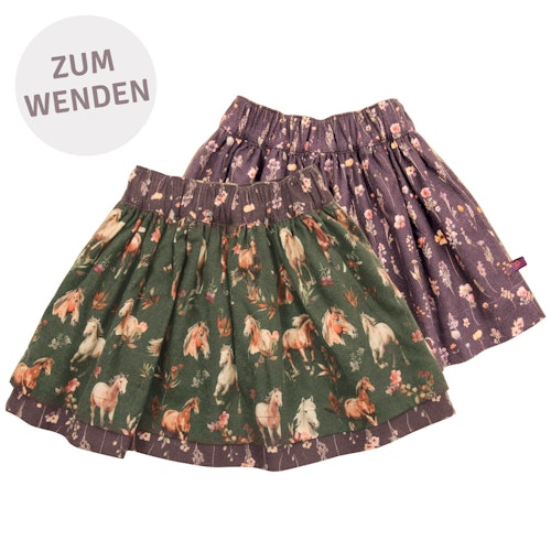 Flanell Rock Waldtier, Blumen-Motive zum Wenden