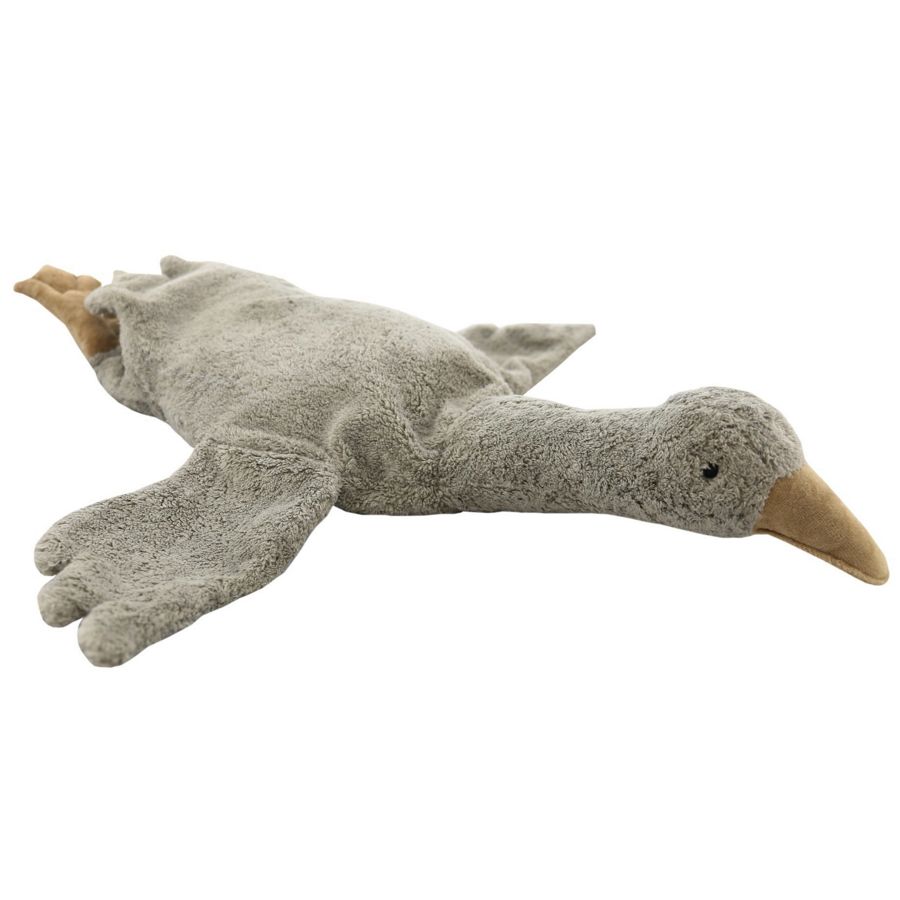 XL veganes Kuscheltier Dinkel-Spelz-Kissen Gans 80 cm grau