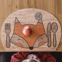 Kinder Montessori Tischset aus Korkleder Fuchs, 46 x 37,5 cm