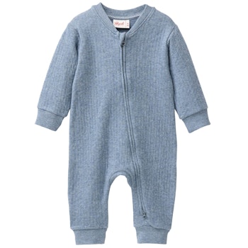 Softer kuscheliger Langarmstrampler rauchblau meliert