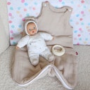 Vorschaubild Geschenkset zur Geburt aus Babypuppe, Schlafsack, Beißring