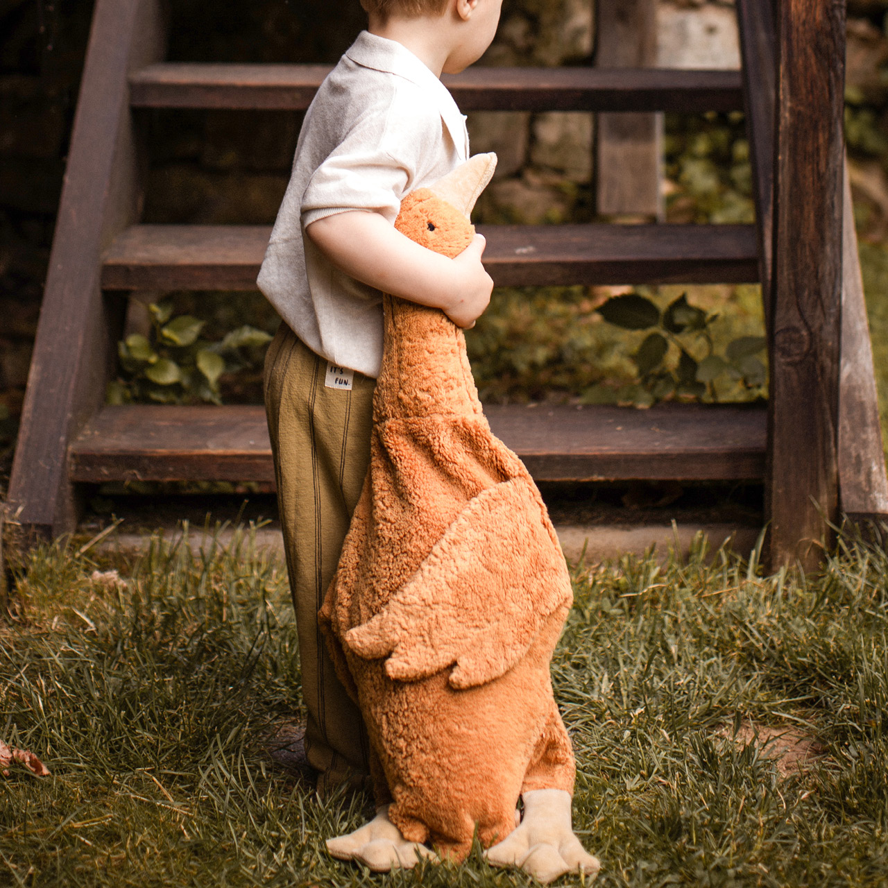 XL Kuscheltier & Wärmekissen Gans Dinkelspreu 80 cm rost