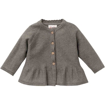 Schicke Strickjacke Ajour taupe meliert