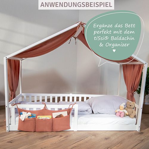 Montessori Bett 140x200 - Bodenbett mit Rausfallschutz