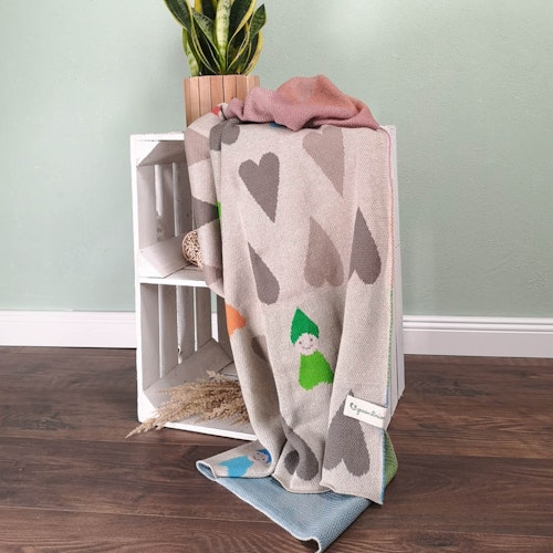 Weiche Babydecke anschmiegsam bunte Zwerge 80 x 100 cm