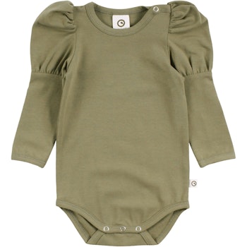 Edler Langarmbody Puffärmel khaki