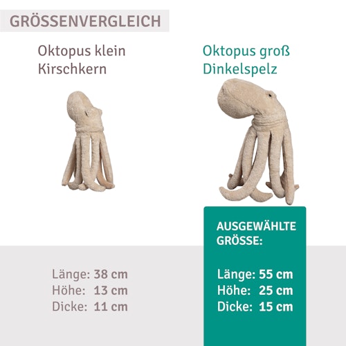 XL Kuscheltier & Wärmekissen Oktopus Dinkelspelz 55 cm