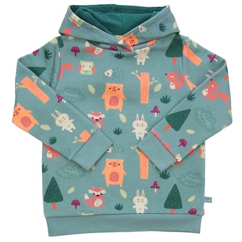 Warmer Kapuzenpullover Waldtiere türkis