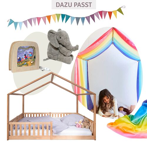 Montessori Bett 140x200 natur – Bodenbett mit Rausfallschutz