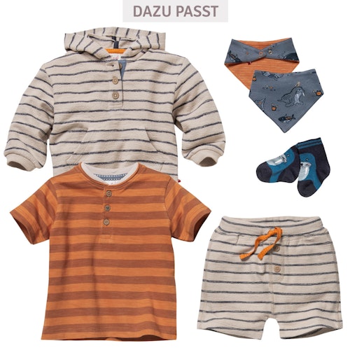 Leichtes Henley T-Shirt Ringel