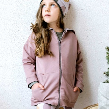 Kapuzen Jacke mit Zipper in rosa