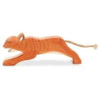 Tiger springend Holzfigur 6,5 cm hoch