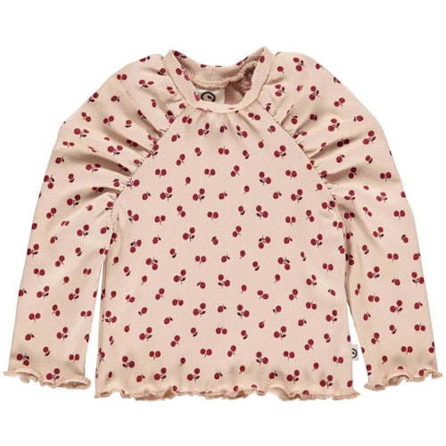 Rippe Langarmshirt Rüschenärmel