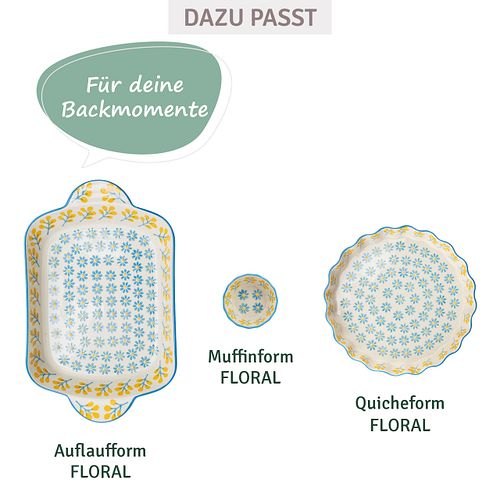Auflaufform FLORAL 1500 ml für Ofengerichte zum Teilen