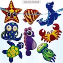 Vorschaubild 2er Set Wasserspieltiere schwimmend Neopren Qualle Schildkröte
