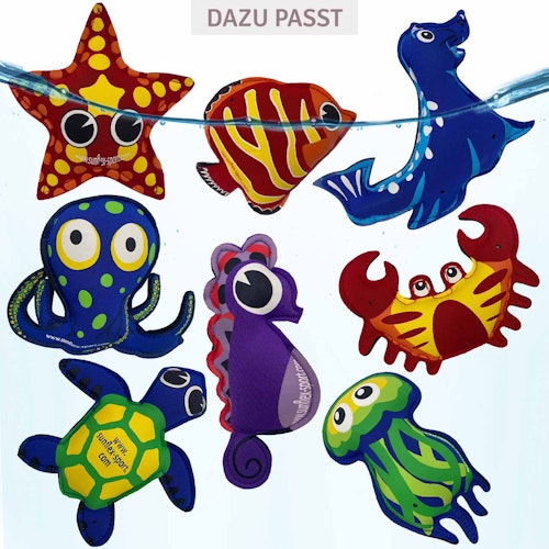 2er Set Wasserspieltiere schwimmend Neopren Qualle Schildkröte