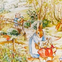 Vorschaubild Spieltuch Seide Beatrix Potter Peter Hase Suchbild 53x74cm