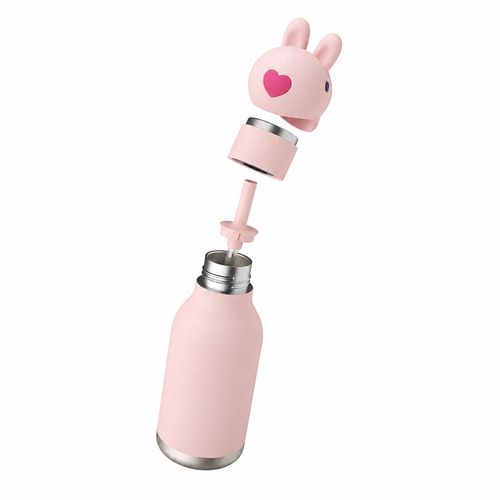 Bestie Bottle Edelstahltrinkflasche mit Trinkhalm Hase 460 ml