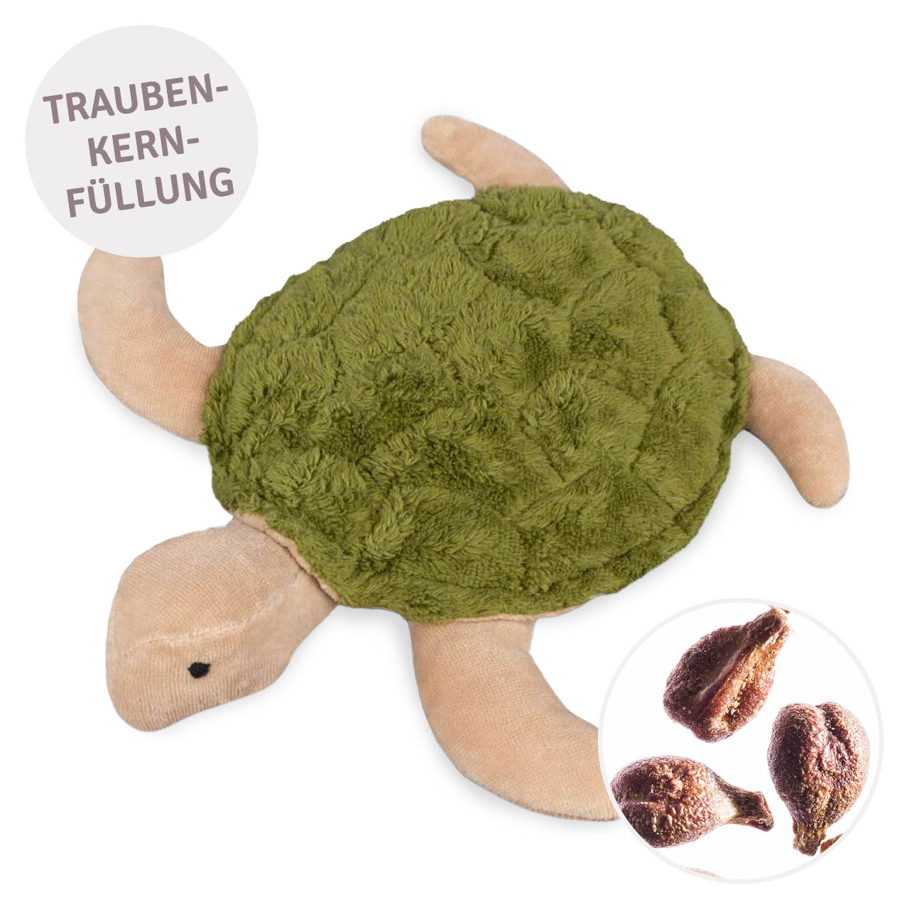 Kleine Schildkröte mit Traubenkernfüllung grün