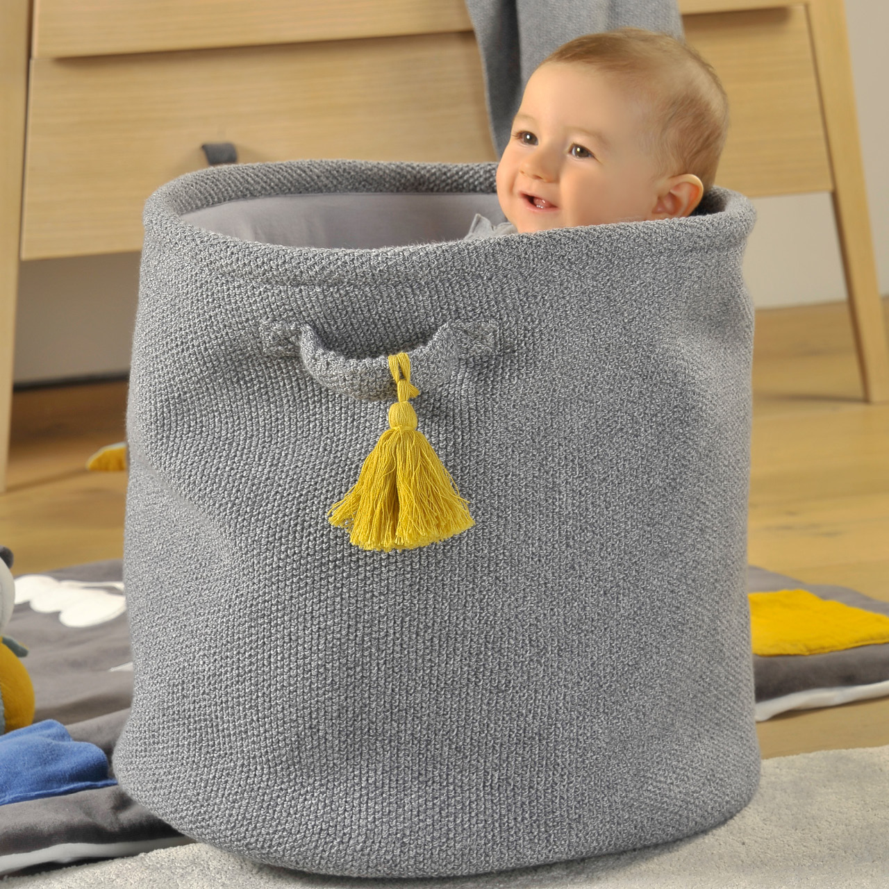 3er Set Aufbewahrungskörbe grau