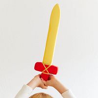 Rotes Ritterschwert weich aus Seide 43 cm
