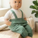 Vorschaubild Puppen Latzhose m. Shirt 28-35cm grün, Bio-Baumwolle