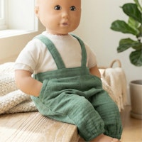 Puppen Latzhose m. Shirt 28-35cm grün, Bio-Baumwolle