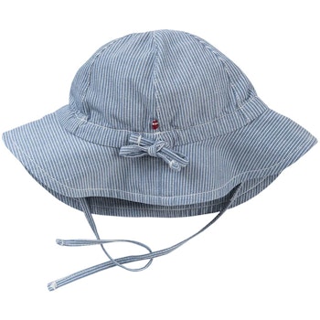 Gestreifter Sonnenhut gewebt jeansblau