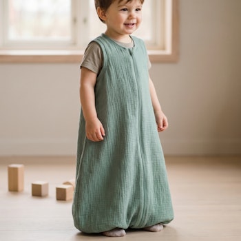 Leichter Musselin Schlafsack mit Beinen mint