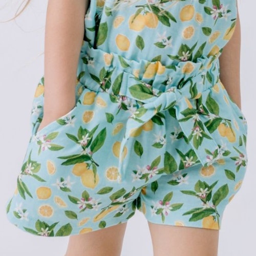 Musselin Shorts zum Binden Zitronen hellblau