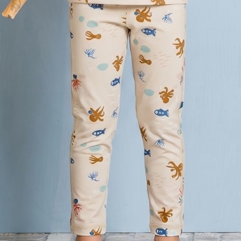 Lange UV Badeleggings Meerestiere beige