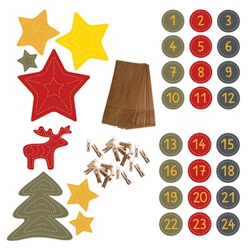 Adventskalender Bastelset Elche – DIY-Kalender mit 24 Tüten & Klammern