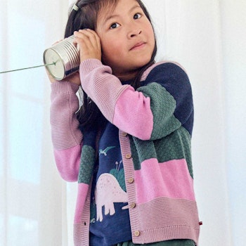 Hochwertige Strickjacke Blockdesign Rosetöne