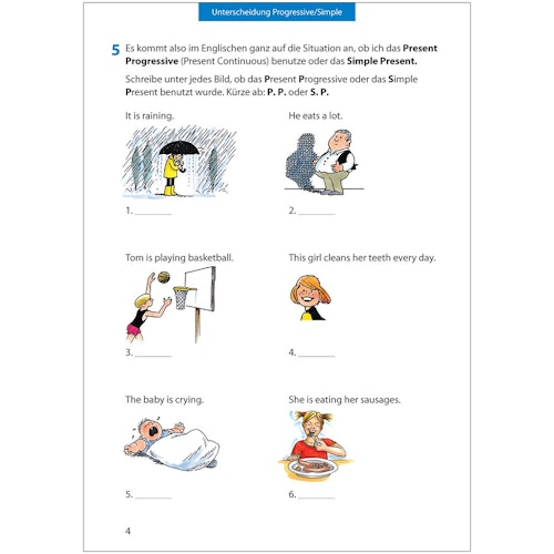 Übungsheft Englisch Simple Present & Progressive 5. Klasse