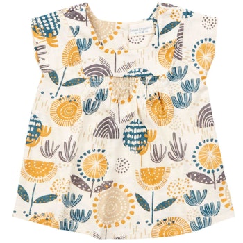 Leichte Tunika Blumen creme-weiß