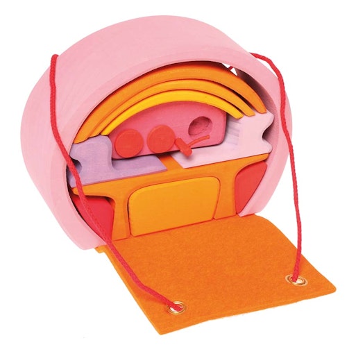 Bauhaus mit Tragetasche pink orange - 14 Teile