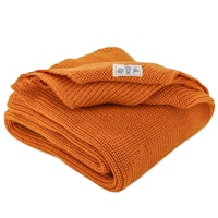 Babydecke Merinowolle gestrickt kräfitiges orange
