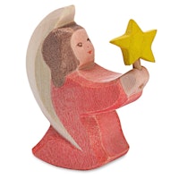 Engelchen mit Stern rosa  Holzfigur 6 cm hoch