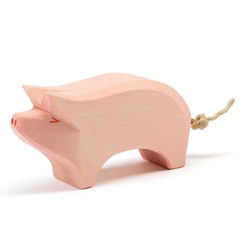 Schwein Holzfigur Rüssel hoch 6 cm
