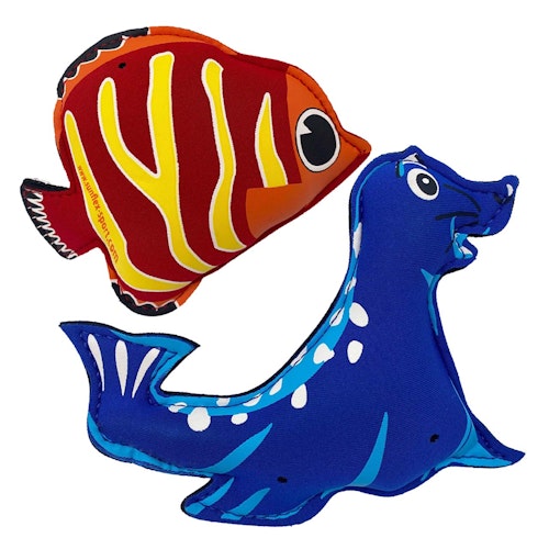 2er Set Wasserspieltiere schwimmend Neopren Seerobbe Fisch