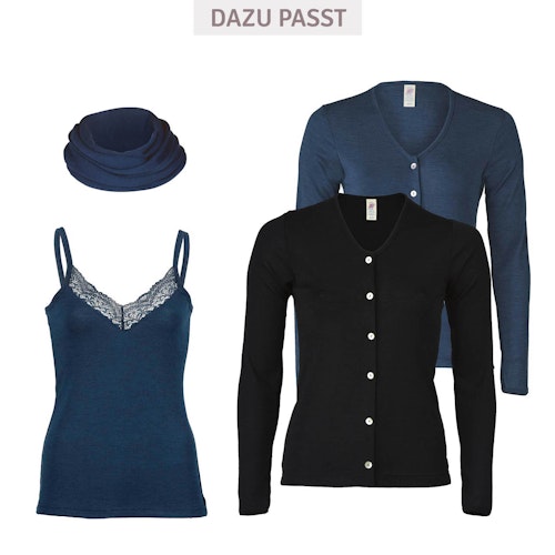 Damen Wolle Seide Top mit Spitze